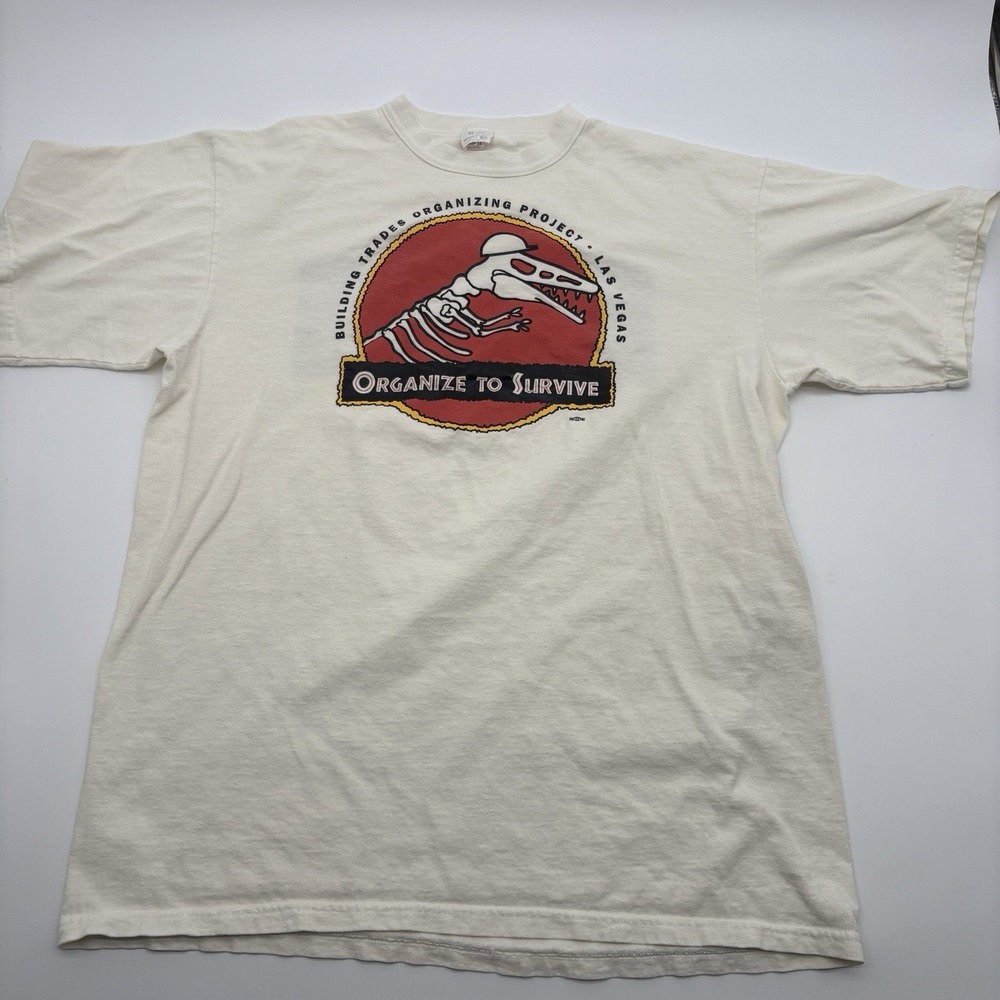Vtg 90s Las Vegas‎ Union Organizer T Shirt XL Dino Unite Box Logo SingleStitch